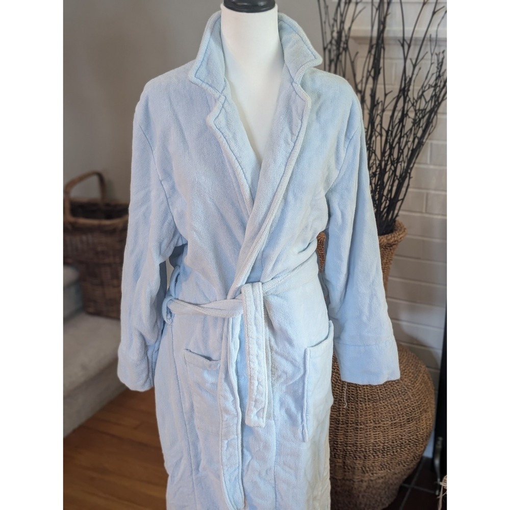 Vintage WAM 100% Turkish Cotton Bathrobe – Light Blue Spa Plush Luxury Robe L